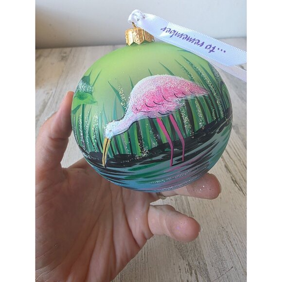 bird flamingo glitter ball ornament remember Xmas Poland tree unique - Picture 4 of 9